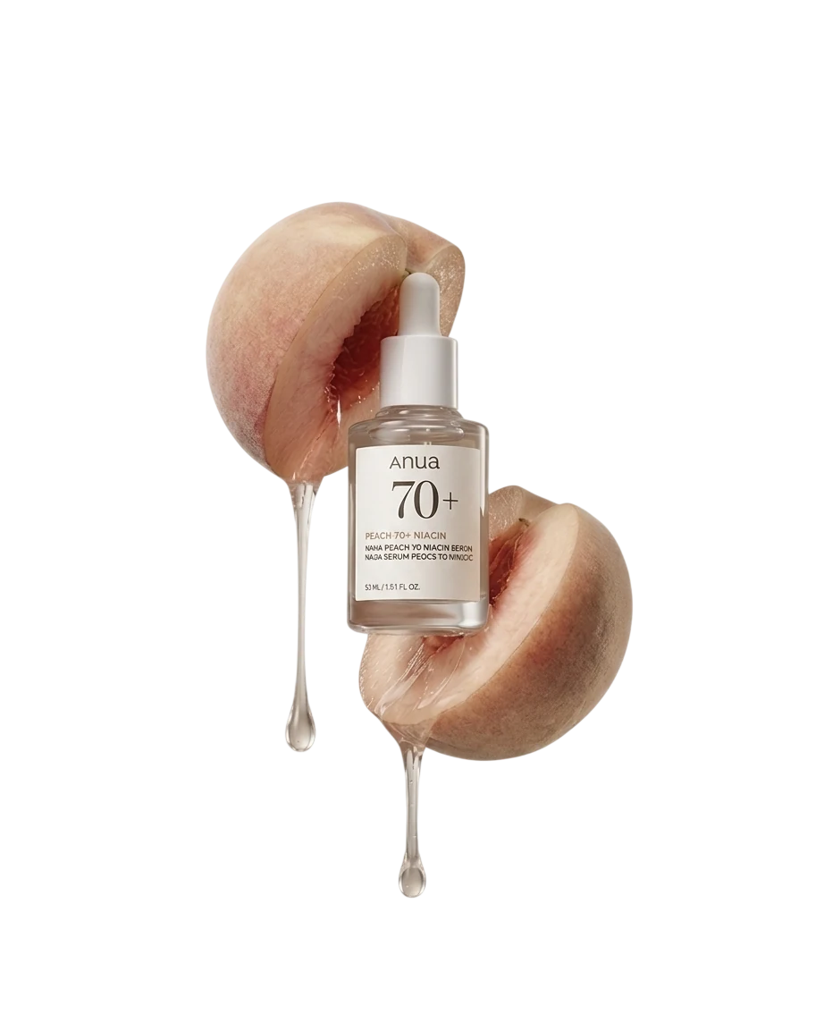 Composição editorial de sérum com pêssegos